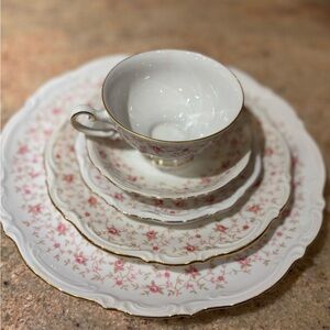 Mitterteich 5-Pc. Place Setting, "Lady Claire" Floral Pattern, 1930s Bavaria